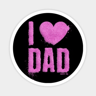 Pink Glitter I Love Heart Dad for Father's Day Magnet